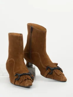 – Stiefeletten aus Veloursleder cognac-Andrea Puccini