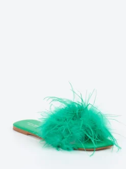 – Pantolette aus Fell Smaragd-Andrea Sabatini