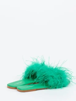 – Pantolette aus Fell Smaragd-Andrea Sabatini