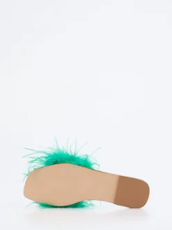 – Pantolette aus Fell Smaragd-Andrea Sabatini