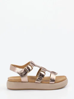 – Plateau-Sandalen aus Metallic-Leder Roségold-Andrea Sabatini