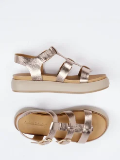 – Plateau-Sandalen aus Metallic-Leder Roségold-Andrea Sabatini
