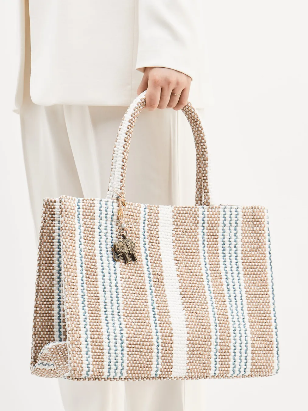 – Shopper aus Textil in Streifenstruktur-ANOKHI Outlet