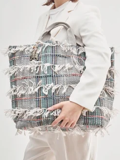 – Shopper aus Textil mit Fransenbesatz-ANOKHI New