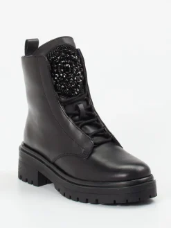 – Schnürboots aus Leder mit Strass-Apepazza New