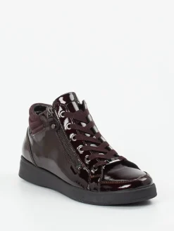 – High-Top Sneaker aus Lackleder Dunkelbordeaux-Ara Outlet