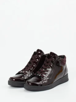 – High-Top Sneaker aus Lackleder Dunkelbordeaux-Ara Outlet