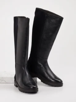 – Kniehohe Stiefel aus Leder Schwarz-Ara Outlet