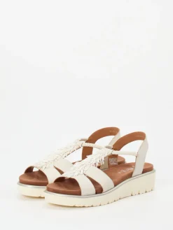 – Komfortsandale aus geprägtem Leder creme-Ara Outlet