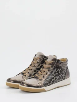 – Mid-Top Sneaker aus geprägtem Leder bronze-Ara Discount