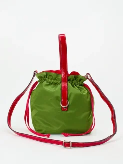 – Beuteltasche aus Textil und Leder gras-AU 79