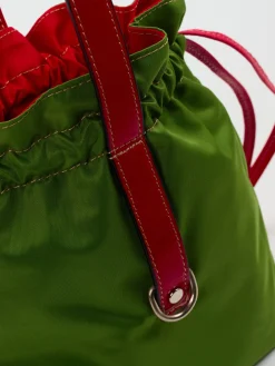 – Beuteltasche aus Textil und Leder gras-AU 79