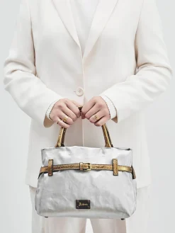 – Handtasche aus Leinen und Kalbleder-AU 79 Clearance