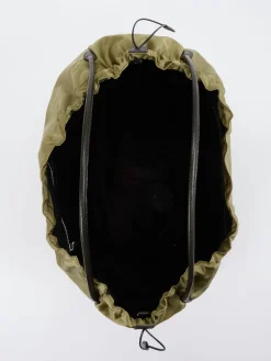 – Shopper Bag aus Nylon und Kalbleder oliv-AU 79 Outlet