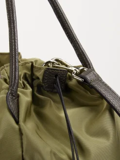 – Shopper Bag aus Nylon und Kalbleder oliv-AU 79 Outlet