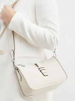 – Schultertasche aus Kalbleder creme-Boss