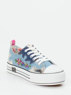 – Plateau-Sneaker aus Textil und Metallicleder-CAFèNOIR Discount