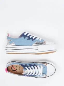 – Plateau-Sneaker aus Textil und Metallicleder-CAFèNOIR Discount