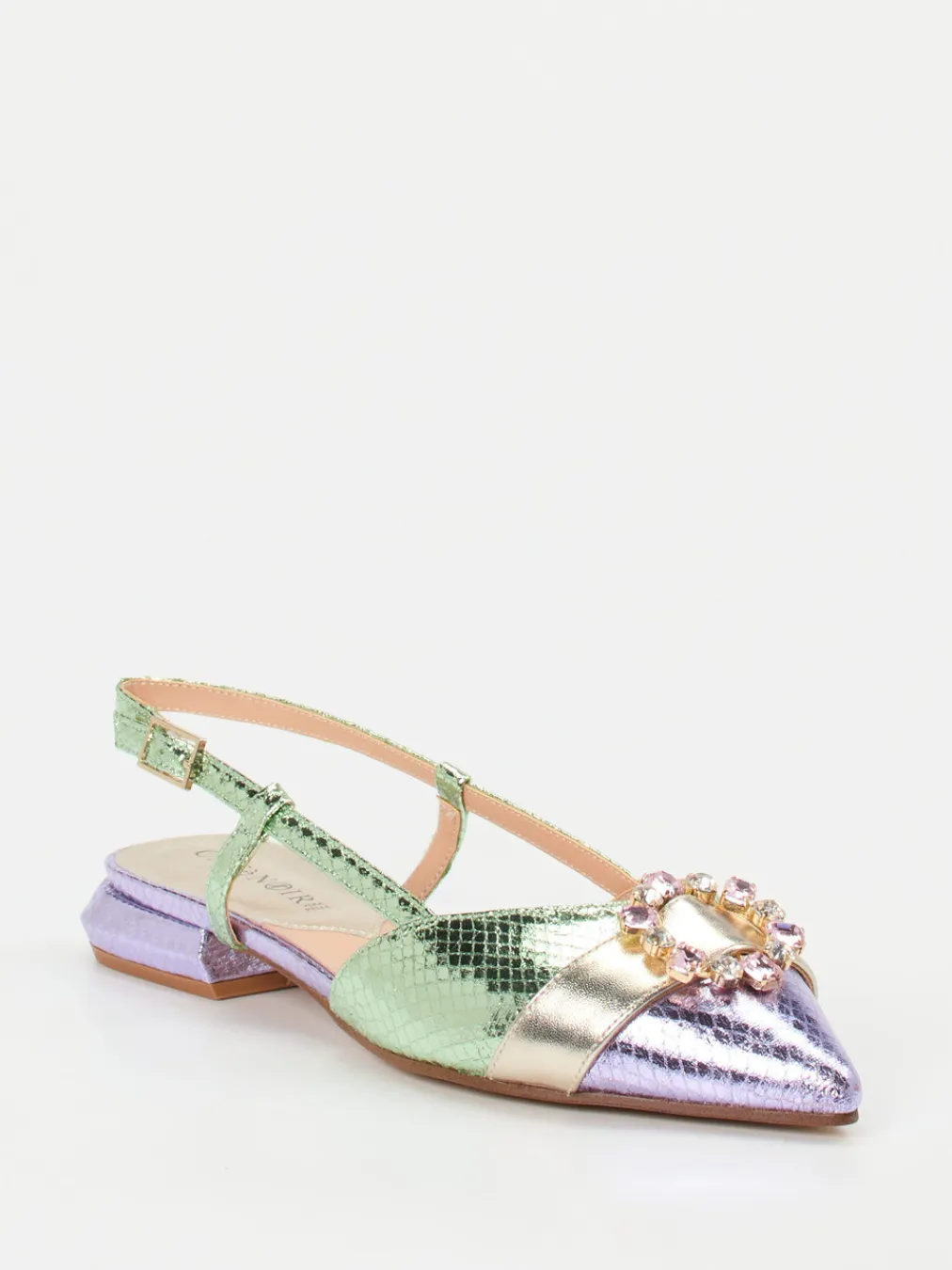 – Slingback-Ballerinas aus Metallicleder fliederfarben-CAFèNOIR Best