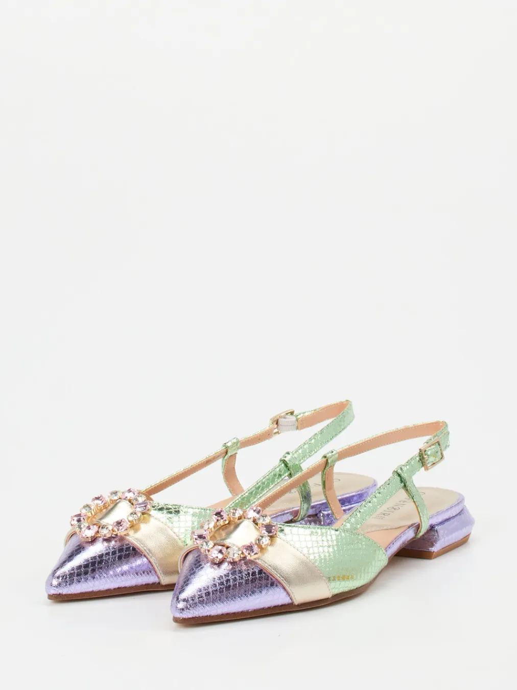 – Slingback-Ballerinas aus Metallicleder fliederfarben-CAFèNOIR Best