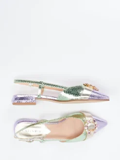 – Slingback-Ballerinas aus Metallicleder fliederfarben-CAFèNOIR Best