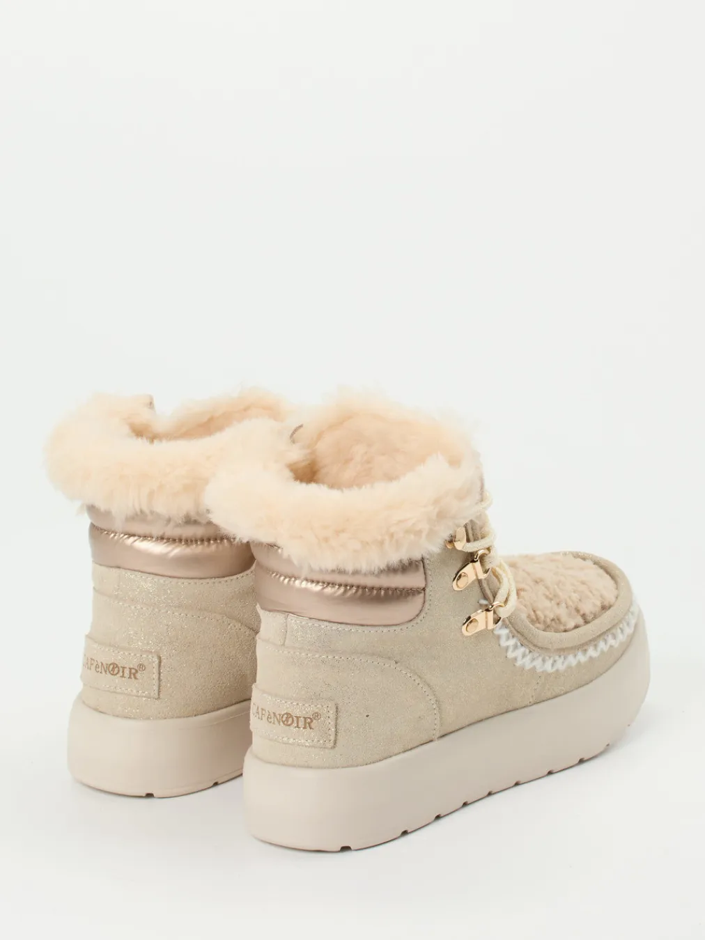 – Stiefelette aus Metallic mit Kunstfell-CAFèNOIR Clearance