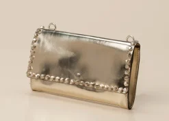 – Clutch aus Metallic-Leder Goldmetallic-Campomaggi Clearance