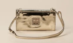 – Clutch aus Metallic-Leder Goldmetallic-Campomaggi Clearance