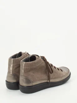 – High-Top Schnürschuh aus Veloursleder taupe-Christian Dietz Outlet