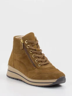 – Keilstiefelette aus Veloursleder cognac-Cypres Soft Clearance