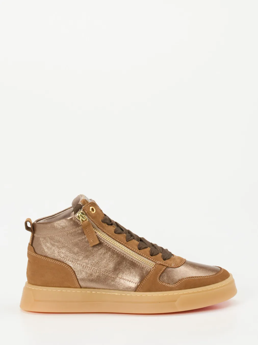 – High-Top Sneaker aus Metallicleder bronze-DL Sport Outlet