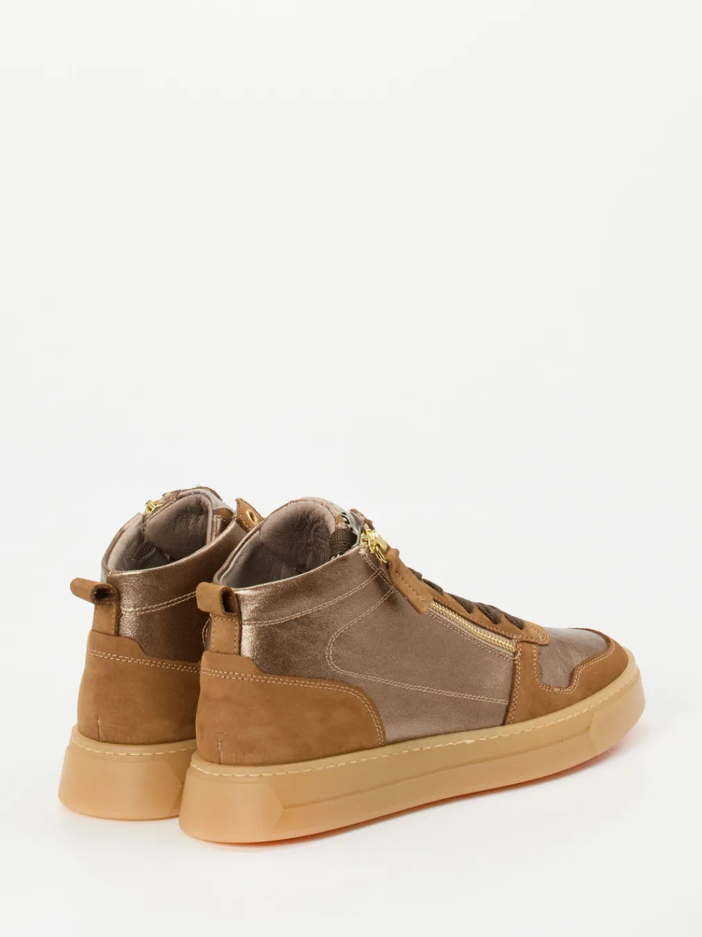 – High-Top Sneaker aus Metallicleder bronze-DL Sport Outlet