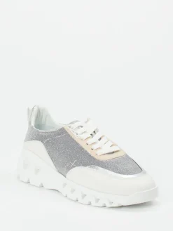 – Chunky Sneaker aus Glitzertextil silber-Donna Carolina Online
