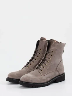 – Schnürstiefeletten aus Veloursleder in Taupe-Durea Hot