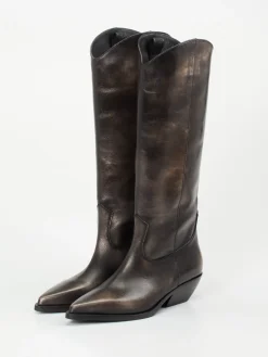 – Westernstiefel aus Metallicleder bronze-Elena Iachi Online