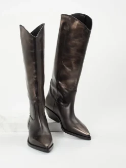 – Westernstiefel aus Metallicleder bronze-Elena Iachi Online