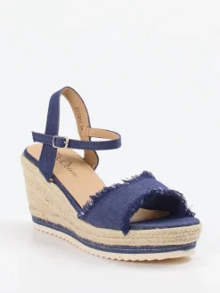 – Keilsandaletten aus Denim und Jute-Ella Cruz Sale