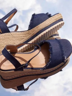 – Keilsandaletten aus Denim und Jute-Ella Cruz Sale