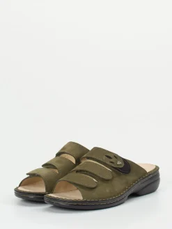 – Pantolette aus Nubukleder oliv-Finn Comfort Sale