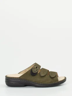 – Pantolette aus Nubukleder oliv-Finn Comfort Sale