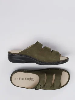 – Pantolette aus Nubukleder oliv-Finn Comfort Sale