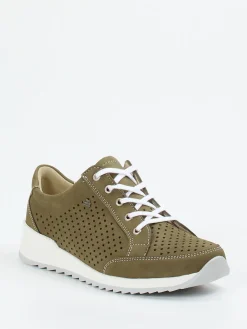 – Schnürschuhe aus Nubukleder in Oliv-Finn Comfort