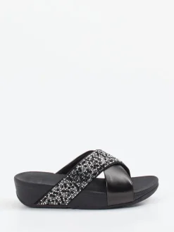 – Pantolette aus Textil mit Strassbesatz-FitFlop Clearance