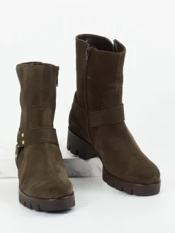 – Biker Boots aus Veloursleder Dunkel-Gabor Sale