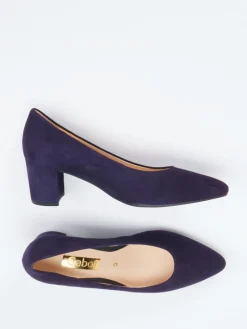 – Blockabsatz-Pumps aus Veloursleder Dunkelviolett-Gabor New