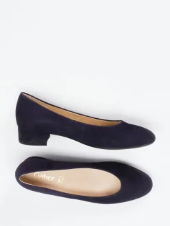 – Blockabsatz-Pumps aus Veloursleder Dunkel-Gabor Sale