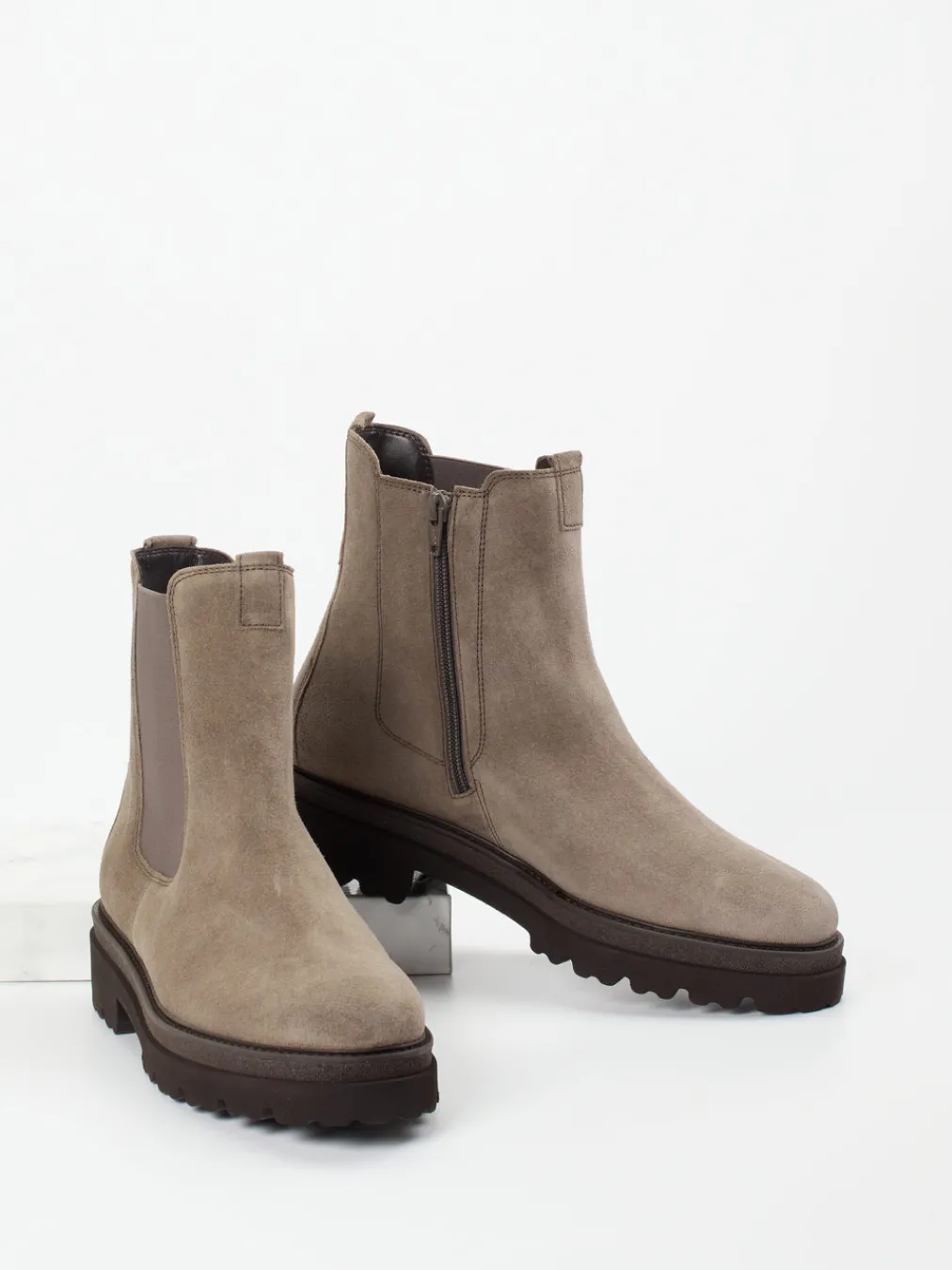 – Chelsea-Stiefelette aus Veloursleder taupe-Gabor Discount