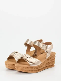 – Keilsandalette aus Metallicleder farben-Gabor Online