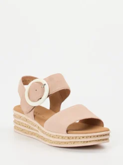 – Keilsandalette aus Veloursleder rosé-Gabor Discount