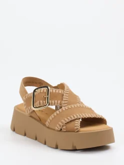 – Plateau-Sandalen aus Veloursleder sandfarben-Gabor Sale